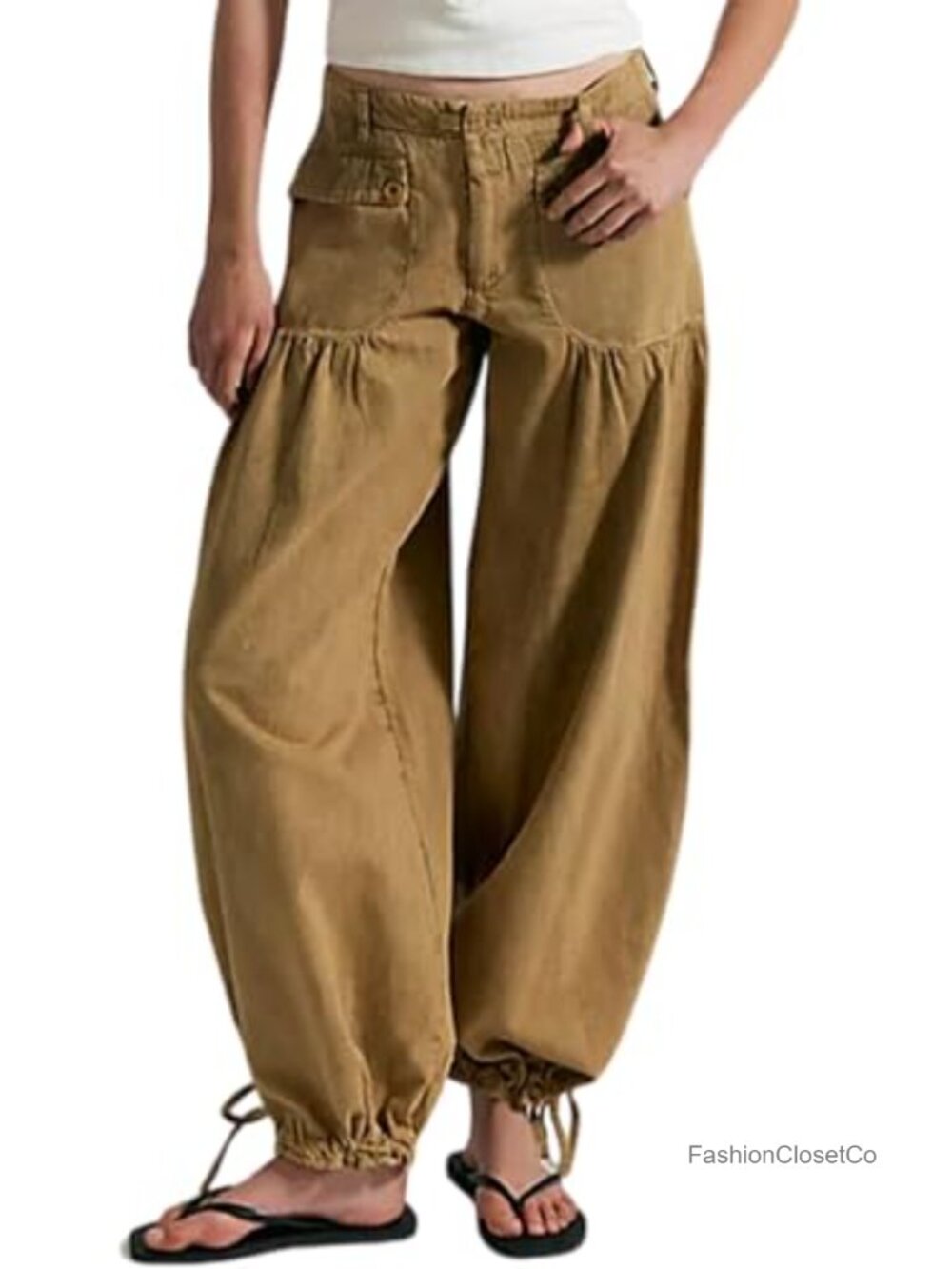 Baggy Wide Leg Lotus Fold Jeans Mid Rise Cotton Denim Pants Womens